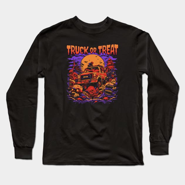 Truck or Treat Halloween Off-Roading Nightmare Long Sleeve T-Shirt by Contentarama